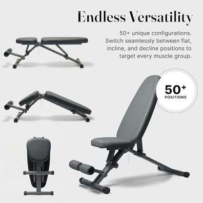 WeGym Workout Bench, Adjustable and Collapsible for Home Gym Training - color: Grey