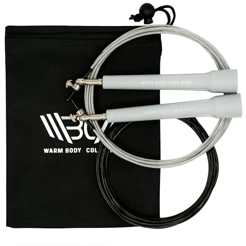 WARM BODY COLD MIND Adjustable Jump Rope For Men and Women, Speed Jump Rope, Skipping Rope for Weightlifting, Boxing, Gym, Outdoor or Indoor Sport, Fitness - color: Silver