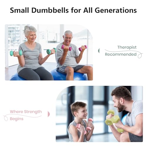 LIONSCOOL Set of 2 Neoprene Coated Dumbbell Hand Weights, Anti-Slip and Anti-Roll Hex Dumbbells in Pair for Strength Training, Resistance Training - style: Purple 3lb Pair