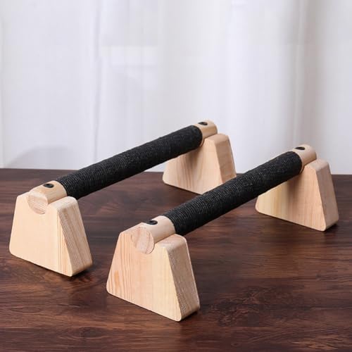 1pair Pull Up Stand Handles Wooden Push Up Bar Beech Wood Calisthenics Exercise Equipment for Home Wood Parallettes Bar for Floor Use