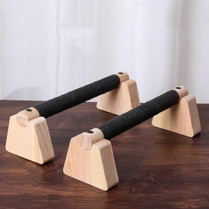1pair Pull Up Stand Handles Wooden Push Up Bar Beech Wood Calisthenics Exercise Equipment for Home Wood Parallettes Bar for Floor Use