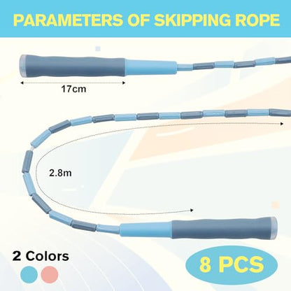 10 Pack Beaded Jump Rope for Kids, Upgraded Segmented Jumping Rope with Soft Anti-slip Handles Tangle-Free Segmented Jump Rope Adjustable Skipping Rope Speed Rope for Men & Women