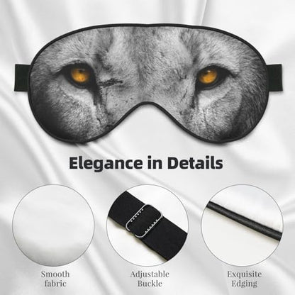 Golden Eyes Lion Face Sleep Mask Eye Mask with Adjustable Strap Eye Sleep Shade Cover Blocks Light for Women Men Airplane Travel Nap - color: Golden Eyes Lion Face