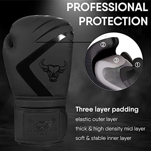 BEAST RAGE Boxing Gloves Muay Thai Kickboxing MMA Fight Bag Training Punch Hitting Workout Men Women Sparring Fitness Mitts Heavy Padded Martial Arts Sports