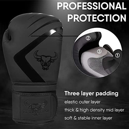 BEAST RAGE Boxing Gloves Muay Thai Kickboxing MMA Fight Bag Training Punch Hitting Workout Men Women Sparring Fitness Mitts Heavy Padded Martial Arts Sports