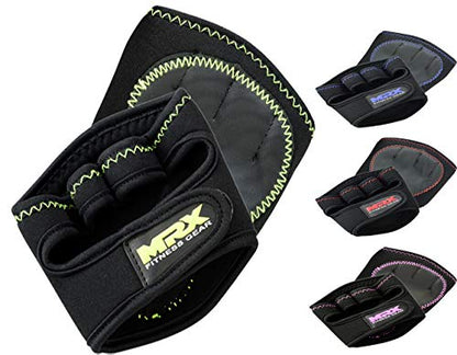 MRX Weight Lifting Gloves Grip Pads Gym Fitness Workout Training Grippy Glove Quick On Padded Palm - color: Black/Green, size: Small-Medium