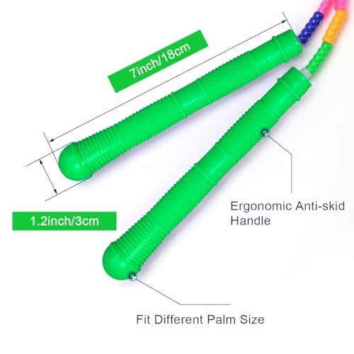 Coolrunner 16 FT Long Jump Rope(1 PACK), Double Dutch Jump Ropes, Soft Beaded Skipping for Kids Adults, Plastic Segmented Long Enough for 4-5 Jumpers - color: Green