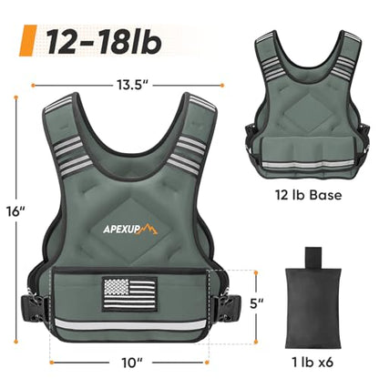 Adjustable Weighted Vest, 4-10lb/12-18lb/20-32lb Vest with 6 Ironsand Weights and Large Pocket, Weight Vest for Men Women Strength Training, Running, Walking - color: Grey, size: 12-18lbs