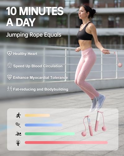 nonogo Cordless Jump Rope with Counter for Fitness - Adjustable Smart Skipping Rope For Men Women Kids Outdoor Speed Boxing Crossfit Workout Exercise Cardio