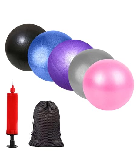 Mini Pilates Exercise Yoga Ball, 6 Inch Small Inflatable Exercise Yoga Ball,Core Training and Physical Therapy Equipment, with Pump - color: Purple/Blue/Pink/Black/Grey, size: 6 inch