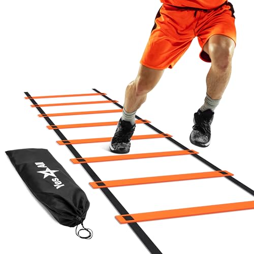 Yes4All Agility Ladder Speed Training Equipment, Adjustable Football Ladder for All Ages with Carry Bag, Durable, Portable, Multiple Colors & Rungs - color: M.Single Colorful Ladder, 11FT
