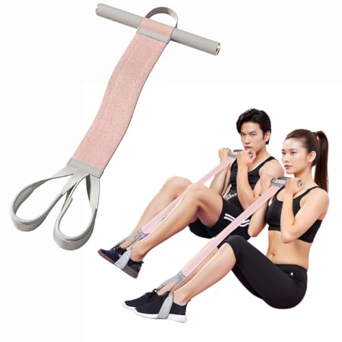 Upgraded Durable Pedal Resistance Band with Handle, 120LB Anti-Snap Fabric Exercise Band for Sit Up, Arm, Leg & Core Strength Training, Home Gym Portable Fitness Equipment - color: Pink