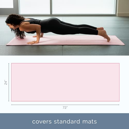 S&T INC. Yoga Mat Towel with Non-Slip Grip, Enhanced Silicone Grip, Soft and Absorbent for Gym, Pilates, and Hot Yoga Mat, 2 Pack, 24 inches x 72 inches, 340GSM, Pink and Grey - color: Pink and Grey