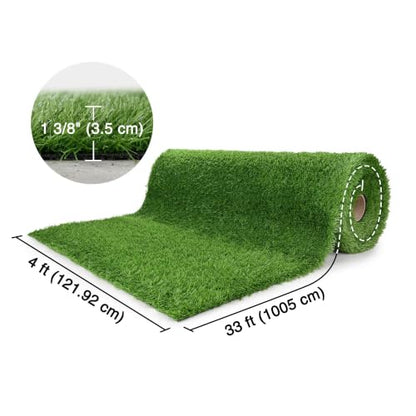 Yescom 4x33' Sled Turf Strips for Gym Artificial Grass Garage Home - size: 1.38"H-4'x33'(132Sq.Ft)