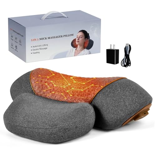 3-in-1 Cordless Heated Neck Massager Pillow for Pain Relief Deep Tissue