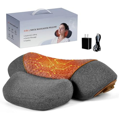 3-in-1 Cordless Heated Neck Massager Pillow for Pain Relief Deep Tissue