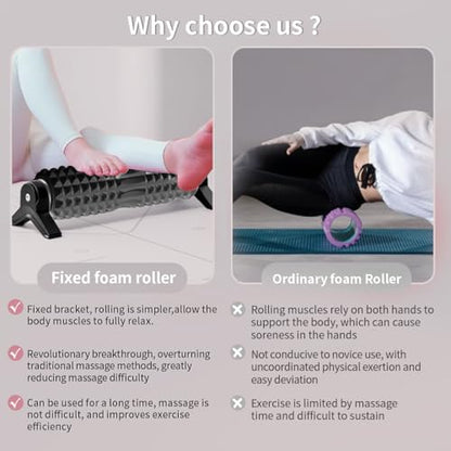 New Upgrade Bracket Foam Roller with Stand for Back Leg Pain, 21 Inch Firm Deep Tissue Muscle Massager for Sore Muscles (Black) - color: Black