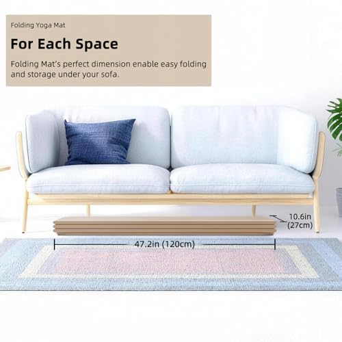 Large Yoga Mat, 74"x47.2" Extra Wide & Long Foldable Yoga Mat, 0.4" Thick Folding Yoga Mat, 2-Person Workout Mat for Home Gym, Extra Large Non-Slip Fitness Mat for HIIT, Yoga, Stretching, Portable Design for Easy Storage