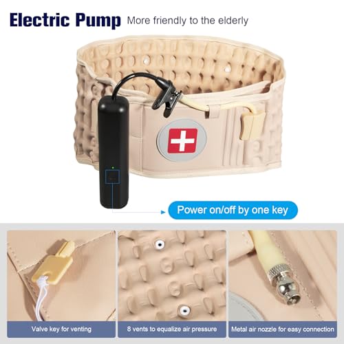 Decompression Belt with Elec. Pump,Inflatable Back Brace, Beige - color: Beige