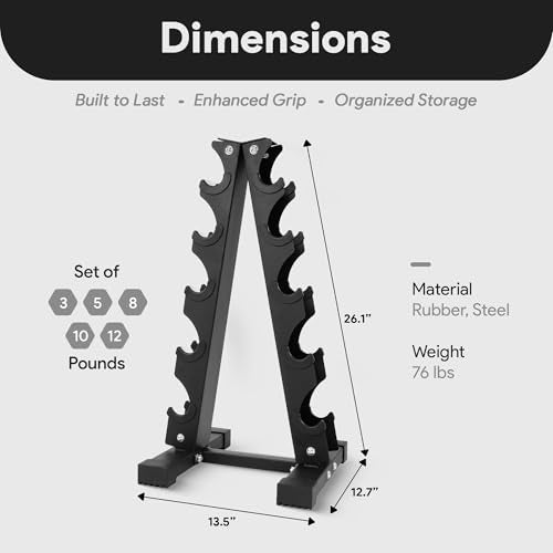 BalanceFrom Neoprene Coated Iron Dumbbell Hex Weights Set with Stand – Color-Coded or Black Options with Non-Slip Grip for Strength Training, Resistance Workouts, and Home Gym Fitness - style: 76LB Set
