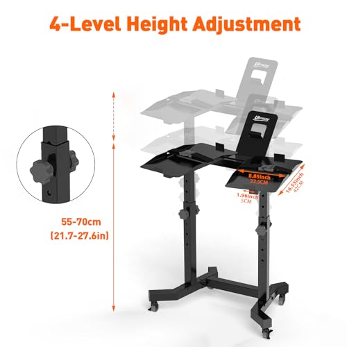Uboway Adjustable Dumbbell Stand- Dumbbell Rack with 4 Level Height Adjustment, Weight Stand for Dumbbells with Tablet Holder and Wheels, Hand Weight Rack for Adjustable Dumbbell Set, Home Gym Fitness