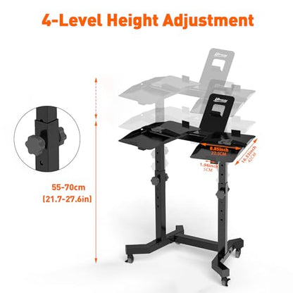 Uboway Adjustable Dumbbell Stand- Dumbbell Rack with 4 Level Height Adjustment, Weight Stand for Dumbbells with Tablet Holder and Wheels, Hand Weight Rack for Adjustable Dumbbell Set, Home Gym Fitness