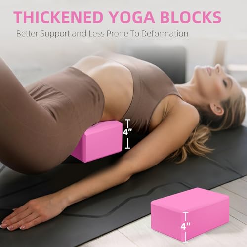 Large Foam Yoga Block 1 Pack, 9x6x4 Sturdy Pilates Block, Workout Block, Non Slip Surface Yoga Brick for Pilates Meditation, Stretching and Toning - color: PINK