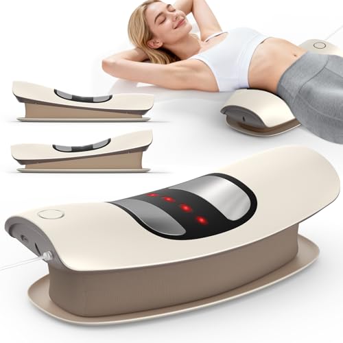 Quadruple Fusion Lower Back Massager for Back & Sciatica Pain Relief, Back Stretcher for Spinal Decompression, Lumbar Traction Device with Rocking Stretch & Height Adjust, Relaxation & Exercise Gift