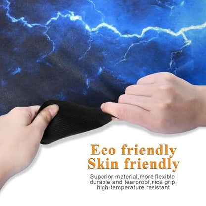 Kigai Travel Yoga Mat 71" x 24" Non Slip Natural Rubber Foldable Exercise Mat Ultra Thin 1.5mm Lightweight for Fitness, Pilates & Home Workout, Blue Lightning