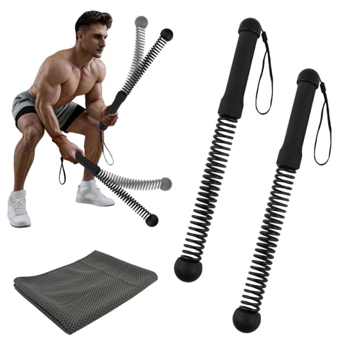 Ropeless Battle Ropes, 2 Pcs Weighted Cordless Workout Ropes with Non-Slip Handles, Training Ropes for Home Gym, HIIT, Strength & Full Body Workout, with Carry Bag & Cooling Towel