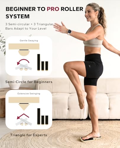 HAPBEAR Axis Board Ankle Balance Board Single Leg Balance Board - Ankle Strengthener, Blackboard Foot Trainer for Conditioning & Stability - 80 Configurations w/ Training Guide & Cork Ball - Gifts for Home Gym & Office, Natural Wood
