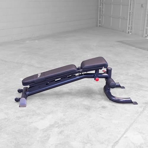 Body Solid (GFID100B) Adjustable Leverage Flat Incline Decline Bench for Weight Lifting, Heavy Duty Fitness Workout Equipment for Bench Press & Incline Exercise, Commercial and Home Gym Essentials