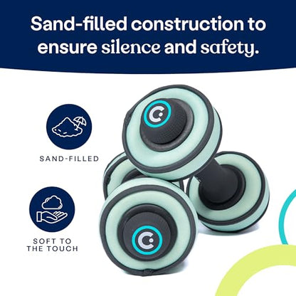 Cubii Build Adjustable Dumbbell Set - Includes Two Adjustable Hand Weight Dumbbells Plus 4 Cubii 1 lb SoftRings Free Weights with Fast and Easy Exercise Weight Adjust for Women and Men Strength