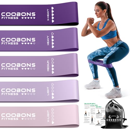 Resistance Bands for Working Out, Exercise Bands Resistance Bands Set with 5 Resistance Levels, Latex Loop Bands for Women Men, Workout Bands for Legs, Glutes, Strength Training, Yoga, Home Gym - color: 10-40LB Purple set