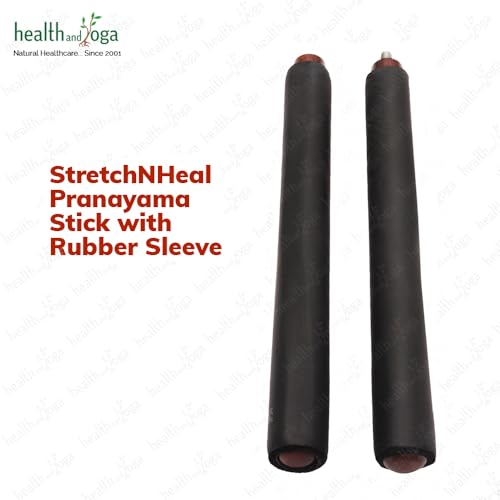 HealthAndYoga™ StretchNHeal Multipurpose Wooden Pranayama Stick with Padded Comfort Sleeve – Lung Opener for Fuller Breathing - Detachable Robust Yoga Pole (Regular - 26" with Sleeve)