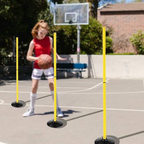TNZMART 4.9FT Training Agility Poles Detachable Soccer Training Sticks Multi-Purpose Slalom Boundary Poles with Rubber Bases - style: Pack of 12