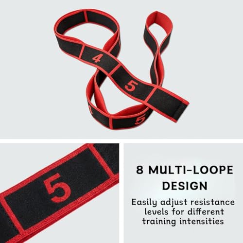 Fitness Resistance Band for Stretching and Yoga, Number Stretch Resistance Band with Clear Markings, 8-Section Elastic Training Bands for Yoga, Stretching, Pilates, Fitness