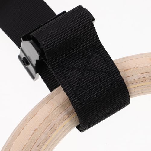 Totority 1set Wooden Gymnastics Rings Adjustable Straps for Strength Training Bodyweight Exercises and Home Workouts Natural Thick Non-Slip Straps Versatile Fitness Equipment