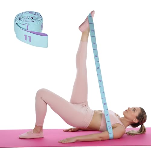 Flexibility Training Equipment Stretching Band Stretching 11 Loops Leg Stretch Straps Yoga Straps for Physical Therapy Elastic Stretch Bands with Loop for Yoga, Pilates, Ballet, Dance and Fitness