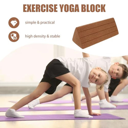 Triangle Cork Yoga Blocks Set, Non-Slip High Density Exercise Bricks for Pilates and Fitness, Lightweight Support Blocks for Stretching, Balance, and Movement Practice