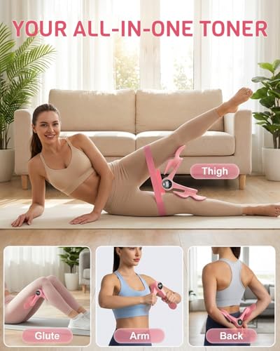 Thigh Trainer for Women with 3 Resistance Bands, Inner Thigh Exerciser with Screen, Pelvic Floor Exercise Device, Kegel Exerciser for Pelvic Strengthening, Home Workout Equipment