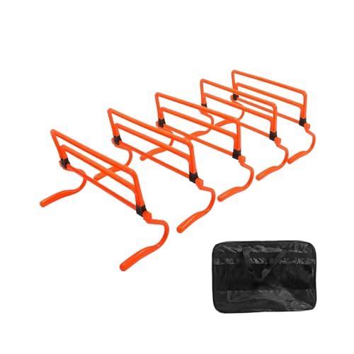 5 Pieces Agility Hurdles Training Speed Hurdles Obstacle Rack Foldable PVC Adjustable Height Lightweight Portable Suitable for Fitness Coaching Childr