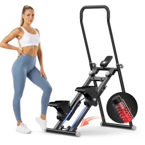 Stair Stepper for Home Gym Exercise, New Version Compact Folding Stair Climber with Quiet Shock-Absorbing Spring, Adjustable Resistance, Long Foam Grip, Stairmaster for Full-Body Workout Equipment