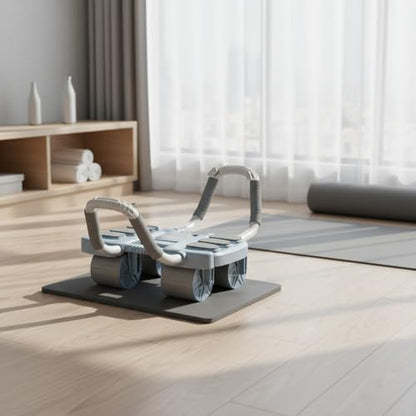 Four Wheel Ab Roller with Knee Pad, Core Exercise Wheel for Home Gym, Non-Slip Rubber Wheels