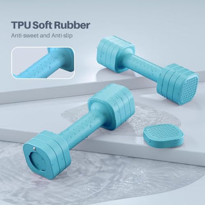 Zempox Adjustable Dumbbell Set, 4 in 1 Free Weight Dumbbell Set for Women, Hand Weight for Women at Home, Each 2lb 3lb 4lb 5lb with TPU Soft Rubber Handle for Home Gym Aquatic Fitness Equipment,Purple - color: Blue
