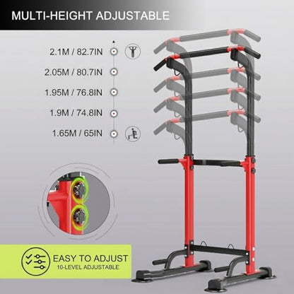 Pull Up Dip Station for Home Gym, Heavy Duty 330LBS Strength Training Power Tower, Multi-Function Fitness Workout Station for Chin-Ups, Dips & Push-Ups