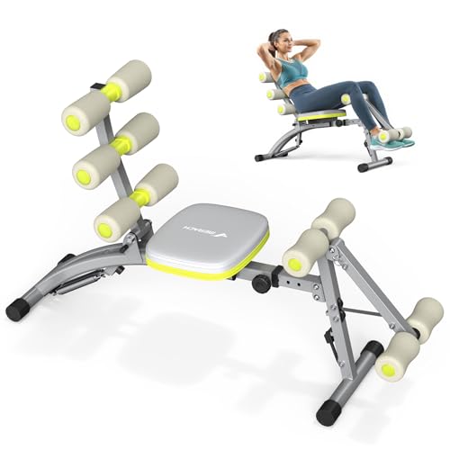 MERACH Ab Machine, Adjustable Ab Workout Bench for Home Gym, Multi-Functional Sit Up Exercise Equipment with 300 LBS Weight Capacity, Exercise Chair for Full Body Workout - color: Gray Green
