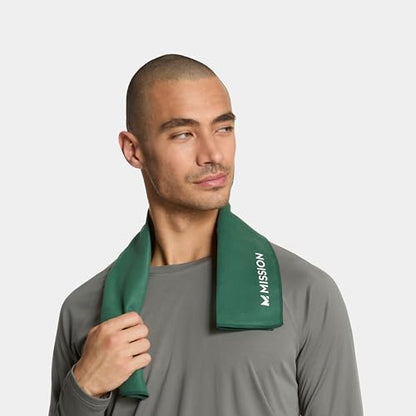 MISSION On-The-Go Cooling Towel - Soft, Lightweight Fabric - Cools Up to 2 Hours - UPF 50 Sun Protection - Machine Washable (Green) - color: Green