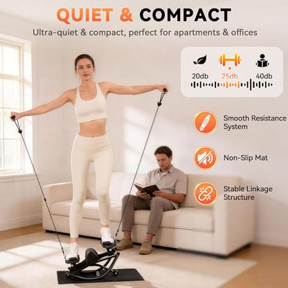 Rock Stepper - Steppers for Exercise at Home, Portable Stepper Side to Side with Digital Display & Resistance Bands, 330 LBS Capacity Full Body Workout Low-Impact Knee-Friendly 3D Stair Stepper - color: Black