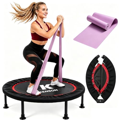 KENSONE 40" Mini Rebounder Trampoline for Adults, Workout Exercise Spring - color: Purple, size: 40" Without Bar